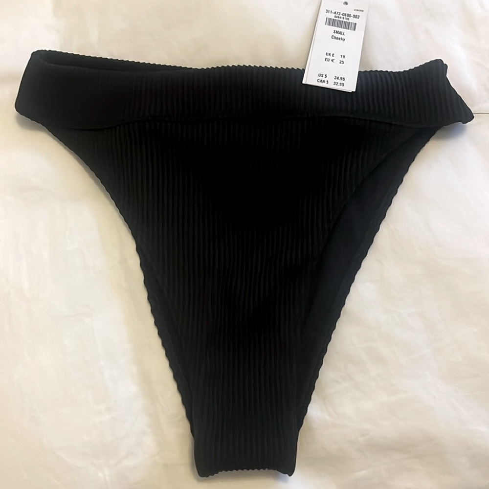COPY - Hollister high rise cheeky black ribbed bathing suit bottom